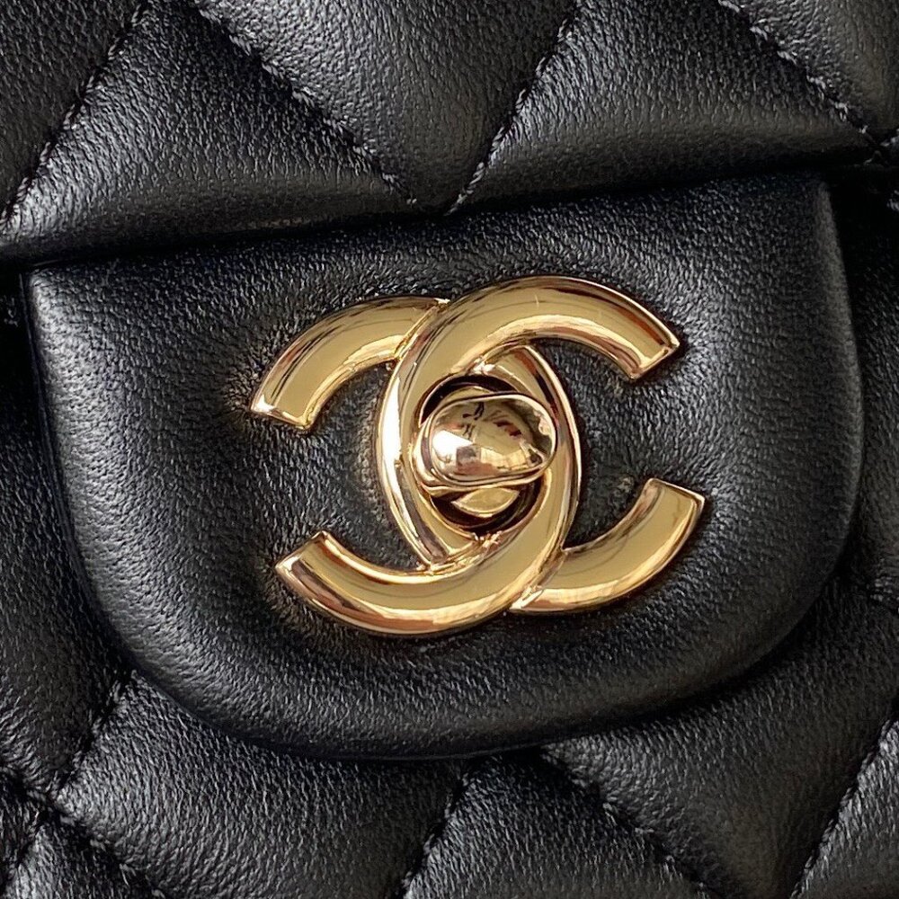 New Chanel Rectangular Classic Flap Bag Black Lam… - image 3